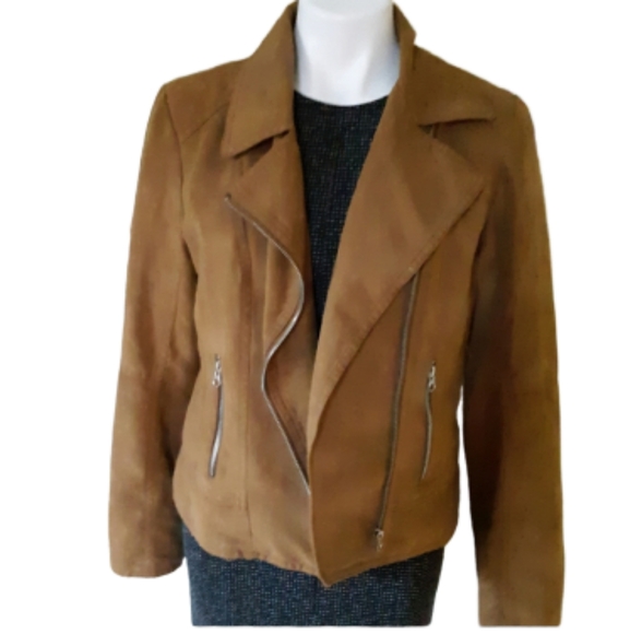 Faux Suede Moto Jacket by Freda. Sz. L - Picture 1 of 4